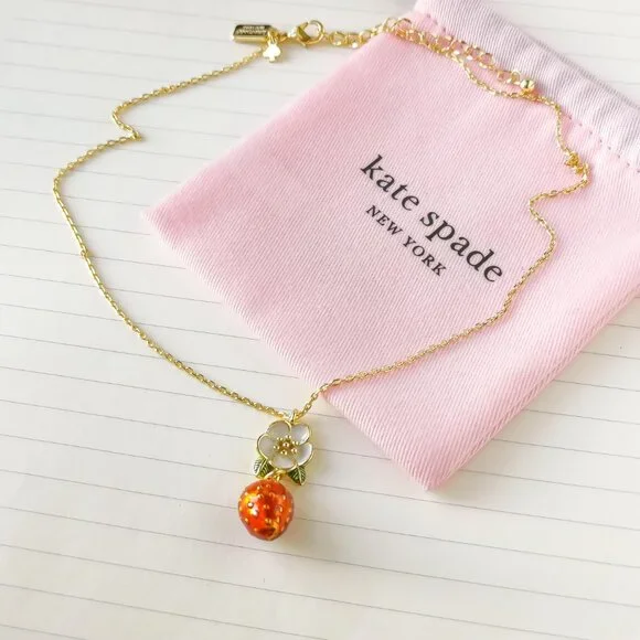 Picnic Perfect Strawberry Gold Pendant Necklace - Kate Spade - Picture 2 of 3